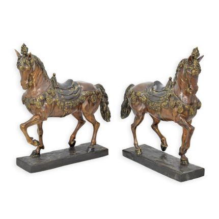 2er-Set Karussell-Pferde, A PAIR OF 2 BRONZE CAROUSEL HORSES