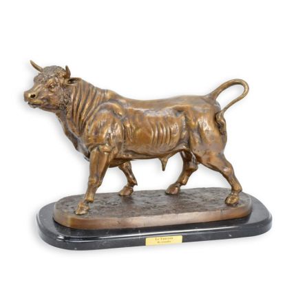 Bronzetierfigur Stier - H. 32,5 cm - L. 47 cm