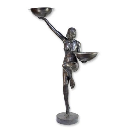 A BRONZE FIGURAL ART DECO FOUNTAIN