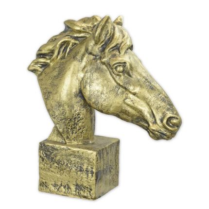 Kunststeinfigur Pferdekopf, goldfarben, Polyresin, A RESIN HORSE HEAD - OLD GOLD