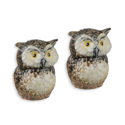 2er-Set Gusseisen-Eulenfiguren, A PAIR OF CAST IRON OWL FIGURINES