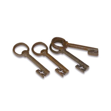 4er-Set Gusseisen-Flaschenöffner in Schlüsselform, A SET OF 4 CAST IRON KEY SHAPED BOTTLE OPENERS