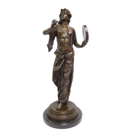 #A BRONZE SCULPTURE OF A TAMBOURINE DANCER