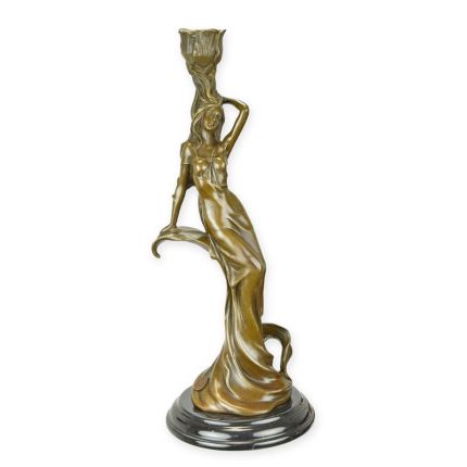 Figürlicher Kerzenhalter aus Bronze - H. 32,7 cm - Tischdekoration