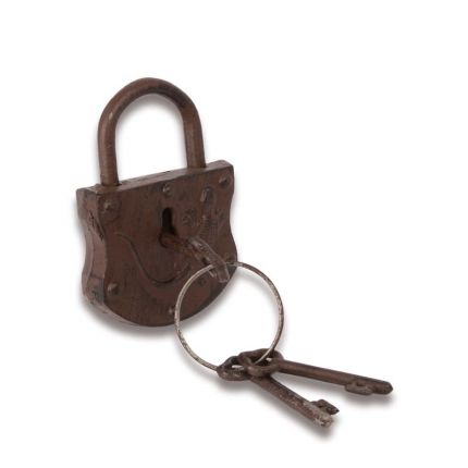 Hängeschloss aus Gusseisen, A CAST IRON LOCK WITH KEYS (NON-FUNCTIONAL)