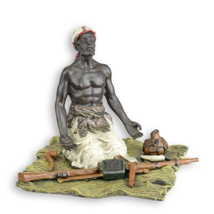 Bronzefigur Waffenhändler - H. 9,9 cm - mehrfarbig - Sammlerfigur