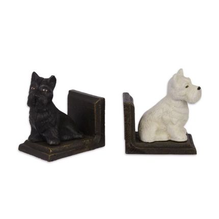 2er-Set Gusseisen-Buchstützen mit Hundefiguren, A PAIR OF CAST IRON SCOTTISH TERRIER BOOKENDS