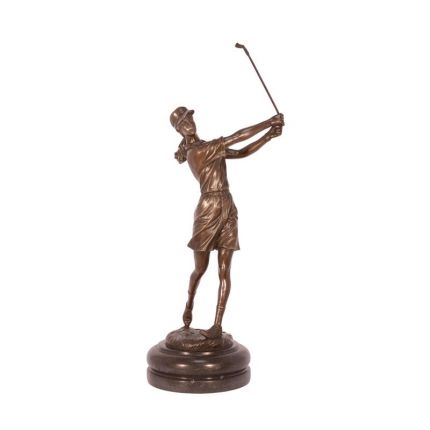 Bronzefigur Golferin - H. 35,5 cm - Sammlerfigur