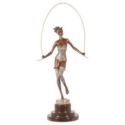 #A BRONZE SCULPTURE OF A ROPE SKIPPING LADY