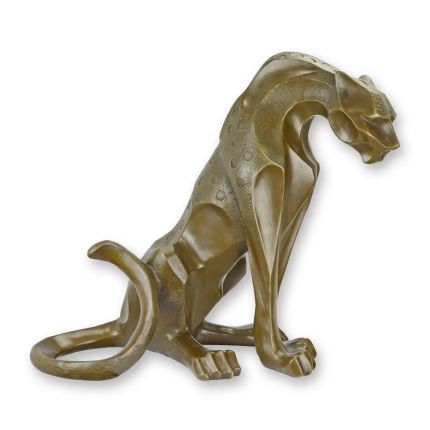 Bronzefigur sitzender Jaguar - H. 47,7 cm - moderne Form