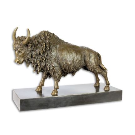 #A BRONZE SCULPTURE OF A BISON