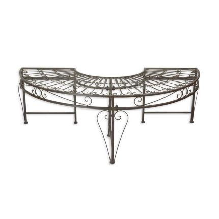 Halbrunde Eisen-Baumbank, braun, A DEMI ROUND BROWN IRON TREE BENCH