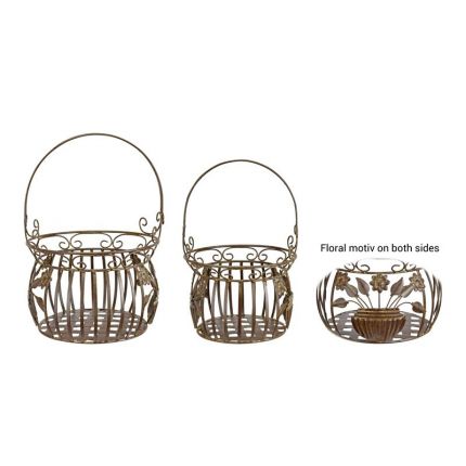 Paar Eisenkörbe, braun, A PAIR OF IRON BASKETS - BROWN