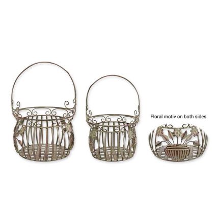 Paar Eisenkörbe, altgrau, A PAIR OF IRON BASKETS - OLD GREY
