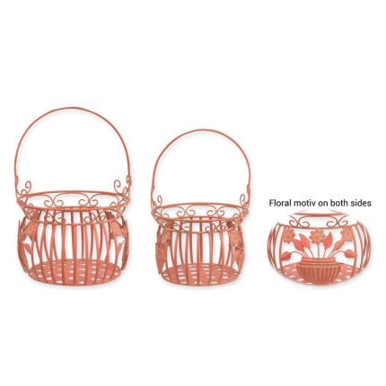 Paar Eisenkörbe, altrosa, A PAIR OF IRON BASKETS - OLD ROSE