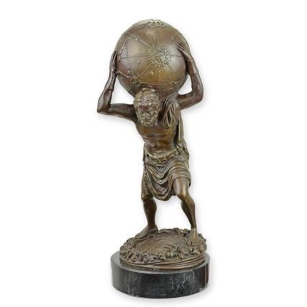 Bronzefigur Atlas mit Weltkugel - Höhe 31,2 cm