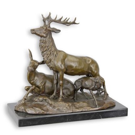 Bronzefigur Hirsch-Familie - Höhe 39,5 cm