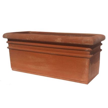 Galestro Terracotta, Cassetta Roma, rechteckiger Pflanztopf mit Streifen, Kassette, Blumengefäß