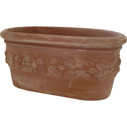 Galestro Terracotta, Cassetta Ovale von Frutta, ovaler Pflanztopf mit Fruchtornament, Blumentopf, Pflanzschale