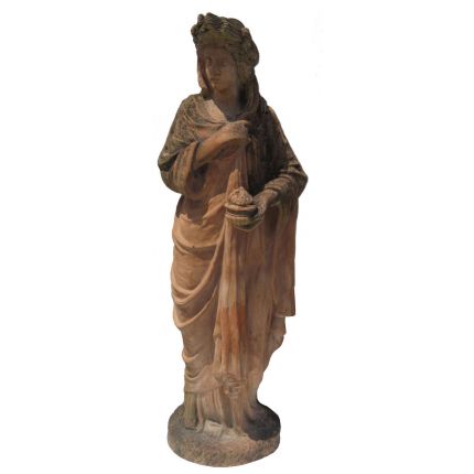 Galestro Terracotta, Statue "Winter", Frauen-Figur, Gartendekoration
