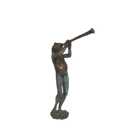 Bronze Figur, musizierender Frosch, Tierfigur, Musikant