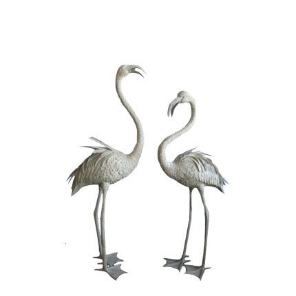 Bronze Figur, Flamingo-Paar, Wasserspeier, Brunnenfigur, Vogel, Tierfigur, Figur, Bronzefigur