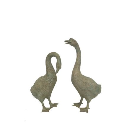 Bronze Figur, Gänsepaar, Tierfigur, Figur, Bronzefigur, Gans