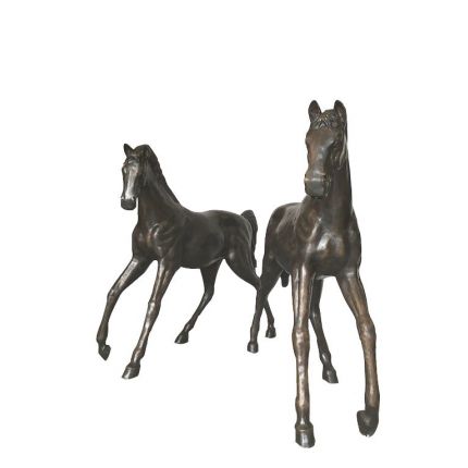Bronze Figur, Laufendes Pferdepaar, Tierfigur, Figur, Bronzefigur