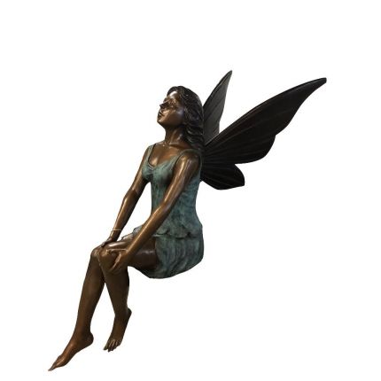 Bronze Figur, sitzende Elfe, Bronzefigur, Statue, Skulptur