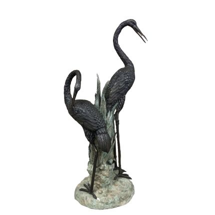 Bronzefigur Reiherpaar, Reiher, Reiherfigur, Bronzetierfigur, Bronzereiher, Bronze