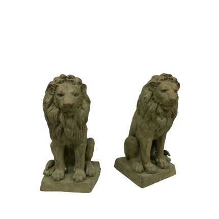 2er-Set Bronzefigur Löwen, Löwenfiguren, Bronzetierfigur, Bronzelöwe, Bronze