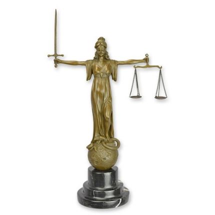 Bronzefigur Justitia - H. 46,2 cm - Marmorsockel