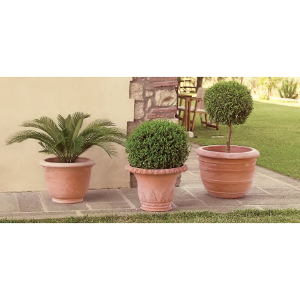 Impruneta Terracotta, Campana con Foglie, runder Pflanztopf (mittlerer Pflanztopf)