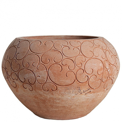 Impruneta Terracotta, Alba Graffita, Pflanztopf, Blumentopf, Vase