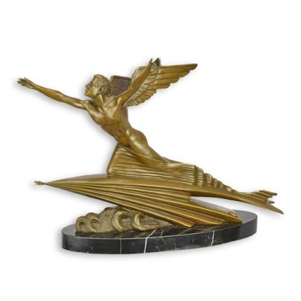 Bronzefigur "Der Flieger" - H. 30 cm - Engelfigur - Art deco-Stil