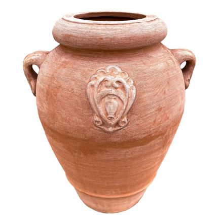 Galestro Terracotta, Orcio Rari, Krug, Amphore, Griffe, Henkelkrug, Ölkrug, rund, hoch, Verzierung, Streifen, Emblem