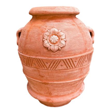 
Galestro Terracotta, Orcio Gigante, Krug, Amphore, Henkel, rund, hoch, Verzierung, Rosette, Streifen, XXL
