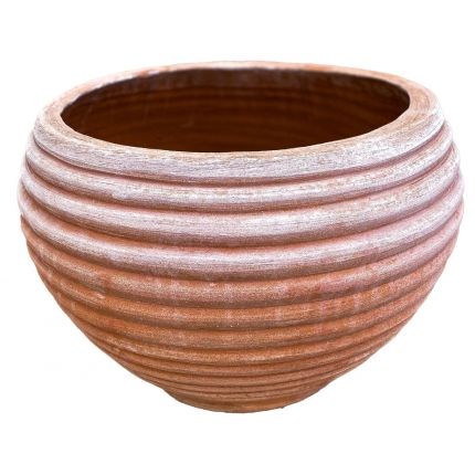Galestro Terracotta, Fioriera Rigata, Blumentopf, Vase, rund, kugelförmig, Streifendekor