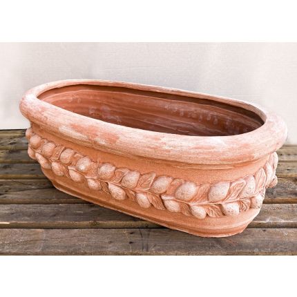 Galestro Terracotta, Ovale Limoni, Blumentopf, Blumenkasten, oval, Zitronen-Girlande