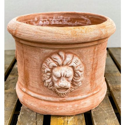 Galestro Terracotta, Cilindro Leone, Zylinder, Pflanztopf, rund, Löwenkopf