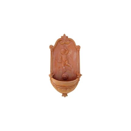 Galestro Terracotta, Weihwasserbecken mit Puttenmotiv, B 20 × T 6 × H 39 cm