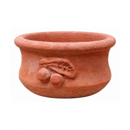 Galestro Terracotta Pflanztopf – Ciotolina Con Ciliegie – H 7 × D 13 cm