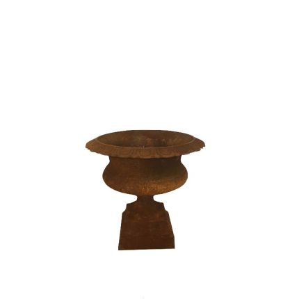 Gusseisen, Pokal auf Sockel, Höhe 27 cm, Vase, Pflanzgefäß, Amphore, Gefäß