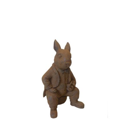Gusseisen Figur, kleiner sitzender Hase, Tierfigur, Tier
