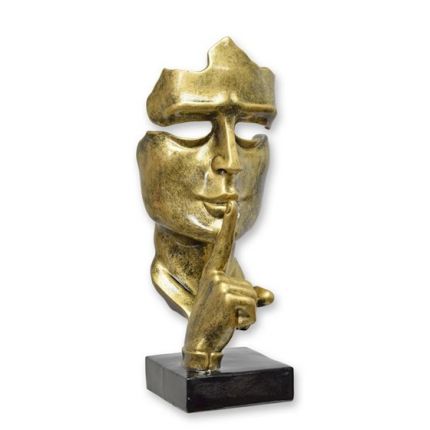 Dekofigur Maske "Speak No Evil" - H. 42 cm - bronzefarben - Polyresin