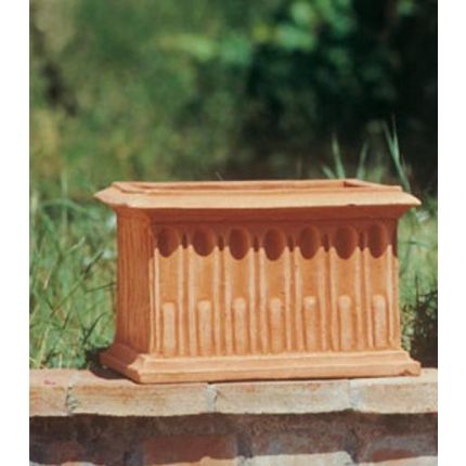 Impruneta Terracotta, Quadrato scannellato, Blumenkasten, quadratisch, verziert, Streifendekor, Vierecktopf, Terracottatopf