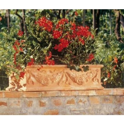 Impruneta Terracotta, Cassetta festonata, Blumenkasten, rechteckig, länglich, verziert, Rechtecktopf, Terracottatopf