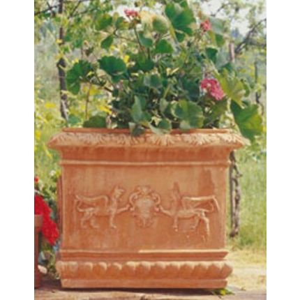 Impruneta Terracotta, Cassetta ornata con grifoni, Blumenkasten, rechteckig, verziert, Rechtecktopf, Terracottatopf