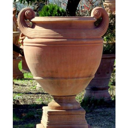 Impruneta Terracotta, Vaso Pilastro liscio con Manici, Blumentopf