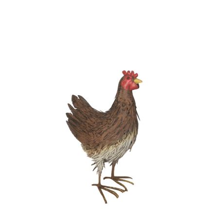 Eisenfigur, stehendes Huhn, Henne, Tierfigur, Gartendekoration